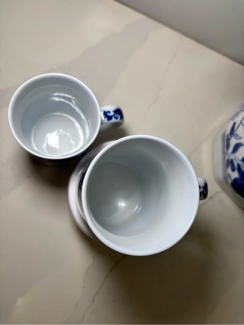Pier 1 Imports Blue and White Porcelain Happiness Mugs – Elegant Chinoiserie Cup